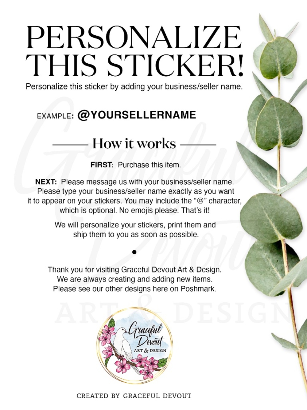 Poshmark -Thank You Round - 2" (inches) (48ct.) Stickers - Picture 2 of 6